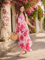 Load image into Gallery viewer, Sleeveless Pinkish Floral Printed Reversible Pant Set For Women