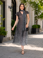 Load image into Gallery viewer, Sleeve Less Semi Long Black & White Printed 2 in 1 Reversible Dress For Women