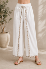 Load image into Gallery viewer, Women's Casual Pants Cream with Front Decorative Patch