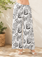 Load image into Gallery viewer, Women Casual Wide Leg Printed Pants With Elastic Waist