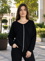 Load image into Gallery viewer, Women Sweater in Black , Crew Neck