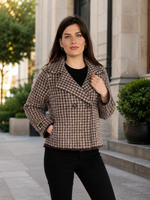 Load image into Gallery viewer, Short Jacket in Camel & Brown with Plaid Print