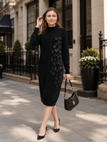 Load image into Gallery viewer, Sweater Dress with Sequin on Front in Black