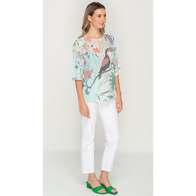 Colourful Printed Half Sleeve Casual Top For Womens