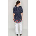 Load image into Gallery viewer, Sleeve Less Navy Blue Printed Tunic Dress For Women