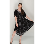 Load image into Gallery viewer, Black Printed Umbrella Dress with Short Sleeves for Women - Nikky Apparels