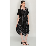 Load image into Gallery viewer, Black Printed Umbrella Dress with Short Sleeves for Women - Nikky Apparels