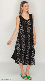 Load image into Gallery viewer, Sleeveless Black Printed Umbrella Dress for Women