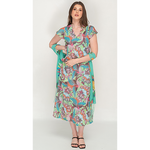 Load image into Gallery viewer, Sleeve Less Semi Long Green Floral Print 2 in 1 Reversible Dress For Women