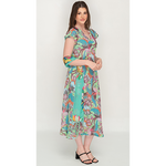 Load image into Gallery viewer, Sleeve Less Semi Long Green Floral Print 2 in 1 Reversible Dress For Women