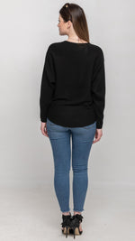 Load image into Gallery viewer, Sweater with Sequin on Shoulder in Black