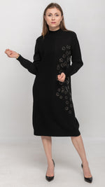 Load image into Gallery viewer, Sweater Dress with Sequin on Front in Black