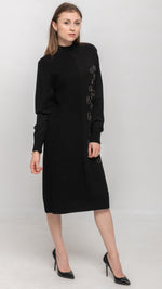 Load image into Gallery viewer, Sweater Dress with Sequin on Front in Black