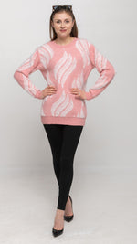 Load image into Gallery viewer, Sweater in Pink and White Feather Printed