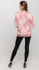 Load image into Gallery viewer, Sweater in Pink and White Feather Printed