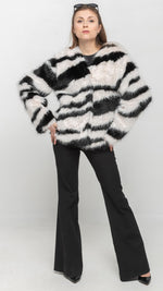 Load image into Gallery viewer, Faux Fur Coat in Black & White