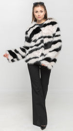 Load image into Gallery viewer, Faux Fur Coat in Black & White