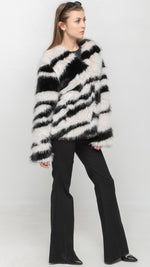 Load image into Gallery viewer, Faux Fur Coat in Black & White