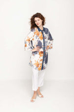 Load image into Gallery viewer, Casual Long Sleeves, Full Button Navy & Brown Tie- Dye Prints Women Long Shirt