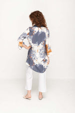 Load image into Gallery viewer, Casual Long Sleeves, Full Button Navy & Brown Tie- Dye Prints Women Long Shirt