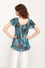Load image into Gallery viewer, Cap Sleeves Animal Printed in Blue 2 in 1 Reversible Top For Women