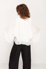 Load image into Gallery viewer, Wide Sleeves White Top with silver decorating sequins For Women