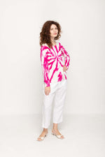 Load image into Gallery viewer, Women's Fuchsia Tie -Dye Prints Full Sleeve , Crew Neck Knit Top