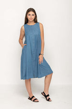 Load image into Gallery viewer, Casual Sleeveless, Crew Neck Full Buttons Down Women Denim Dress