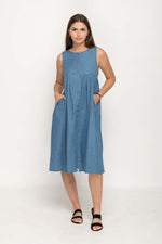 Load image into Gallery viewer, Casual Sleeveless, Crew Neck Full Buttons Down Women Denim Dress