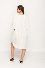 Load image into Gallery viewer, Women 's Casual Dress in Cream Loose Style with V- Neck
