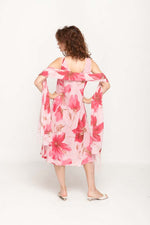 Load image into Gallery viewer, Sleeveless Semi Long Pink Floral Printed 2 in 1 Reversible Dress For Women
