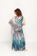 Load image into Gallery viewer, Sleeveless Animal Printed In Blue Reversible Pant Set For Women