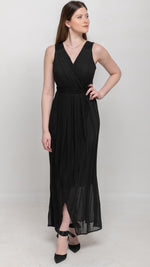 Load image into Gallery viewer, THE DEEP BLACK PLEATED MAXI DRESS - Nikky Apparels