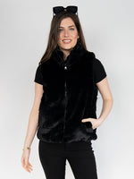 Load image into Gallery viewer, Reversible Faux Fur Vest in Black