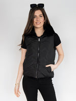 Load image into Gallery viewer, Reversible Faux Fur Vest in Black