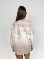Load image into Gallery viewer, Women Sweater in Brown Print , Crew Neck Long Sleeve and Decorated With Hot -Fix Rhinestones (Copy)