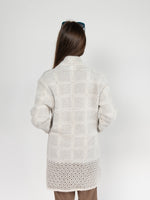 Load image into Gallery viewer, Women 's Sweater Cardigan in Beige with Plaid Print , Open Front