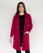 Load image into Gallery viewer, Women Knitted Hoodie Cardigan in Pink ,Open Front with Back Details