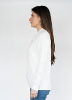 Load image into Gallery viewer, Women Sweater in White , Casual long Sleeve Polo V Neck