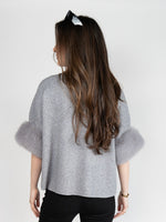 Load image into Gallery viewer, Women Short Sweater Coat in Light Grey , Open Front with Stand Collar