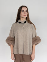 Load image into Gallery viewer, Women Short Sweater Coat in Fawn , Open Front with Stand Collar