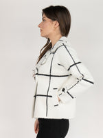 Load image into Gallery viewer, Short Jacket in White & Black Plaid Print
