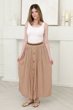 Load image into Gallery viewer, Women One Size Pleated Skirt in Khaki