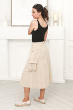 Load image into Gallery viewer, Women One Size Cargo Skirt in Beige