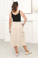 Load image into Gallery viewer, Women One Size Cargo Skirt in Beige