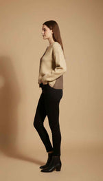 Load image into Gallery viewer, Women Button -Up Cardigan Sweater in Brown & Beige Contrasting