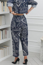 Load image into Gallery viewer, Women Casual Pants in Navy Printed