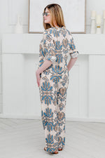 Load image into Gallery viewer, Women Two Pcs Pants Set in Blue Floral Prints