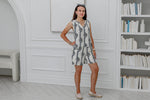 Load image into Gallery viewer, Women Two Pcs Short Set in Cream with Navy Prints