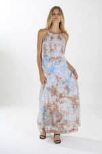 Load image into Gallery viewer, TIE DYE SLIP DRESS IN FOREST BROWN AND BLUE